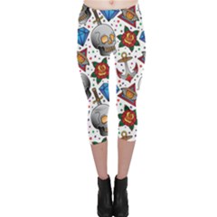 Full Color Flash Tattoo Patterns Capri Leggings  by Pakemis