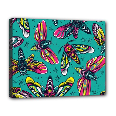 Vintage Colorful Insects Seamless Pattern Canvas 14  X 11  (stretched) by Pakemis