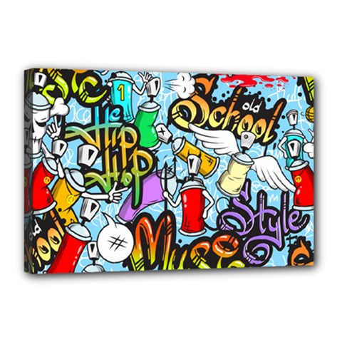 Graffiti Characters Seamless Patterns Canvas 18  X 12  (stretched) by Pakemis