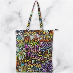 Graffiti Word Seamless Pattern Double Zip Up Tote Bag by Pakemis