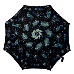 Colorful Abstract Pattern Consisting Glowing Lights Luminescent Images Marine Plankton Dark Backgrou Hook Handle Umbrellas (small) by Pakemis