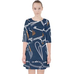 Chains-seamless-pattern Quarter Sleeve Pocket Dress by Pakemis
