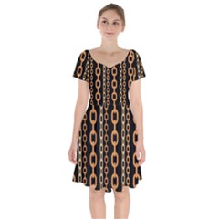 Gold-chain-jewelry-seamless-pattern Short Sleeve Bardot Dress by Pakemis