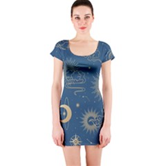Seamless-galaxy-pattern Short Sleeve Bodycon Dress by Pakemis