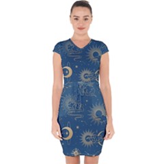 Seamless-galaxy-pattern Capsleeve Drawstring Dress  by Pakemis