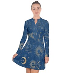 Seamless-galaxy-pattern Long Sleeve Panel Dress by Pakemis