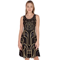 Art-deco-geometric-abstract-pattern-vector Knee Length Skater Dress With Pockets by Pakemis