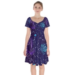 Realistic-night-sky-poster-with-constellations Short Sleeve Bardot Dress by Pakemis