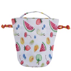 Fruit Summer Vitamin Watercolor Drawstring Bucket Bag by artworkshop