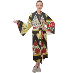 Vector-seamless-pattern-with-italian-pizza-top-view Maxi Velour Kimono by Pakemis