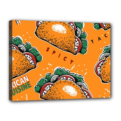 Seamless Pattern With Taco Canvas 16  X 12  (stretched) by Pakemis