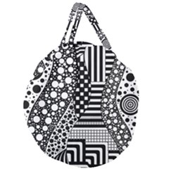 Black And White Giant Round Zipper Tote by gasi