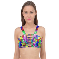 Colorful Abstract Art Cage Up Bikini Top by gasi