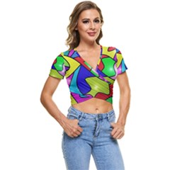 Colorful Abstract Art Short Sleeve Foldover Tee by gasi