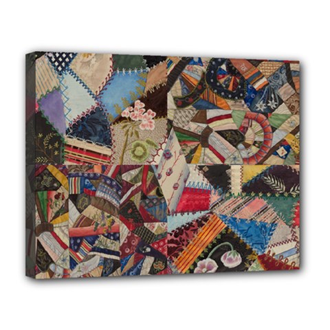 Background Embroidery Pattern Stitches Abstract Canvas 14  X 11  (stretched) by Uceng