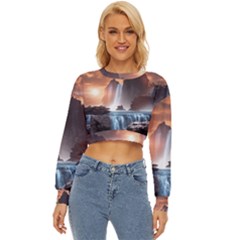 Water Waterfall Nature River Lake Planet Fantasy Lightweight Long Sleeve Sweatshirt by Uceng