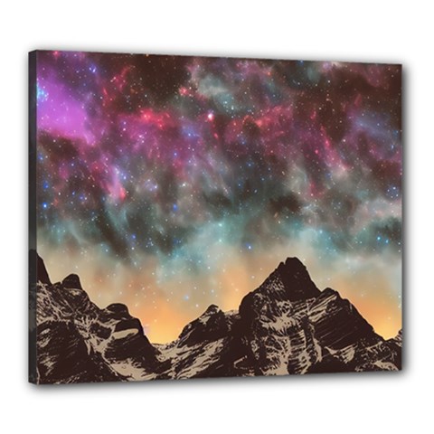 Mountain Space Galaxy Stars Universe Astronomy Canvas 24  X 20  (stretched) by Uceng