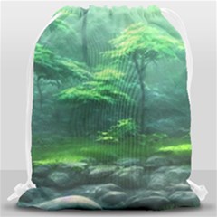 River Forest Woods Nature Rocks Japan Fantasy Drawstring Bag (large) by Uceng