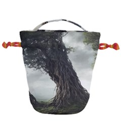 Trees Forest Woods Drawing Fantasy Dream Drawstring Bucket Bag by Uceng