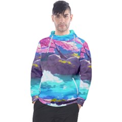 Fantasy Japan Mountains Cherry Blossoms Nature Men s Pullover Hoodie by Uceng