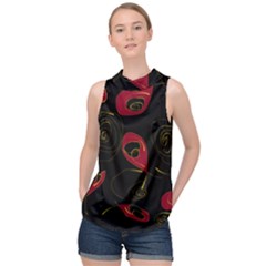 Fish 7 High Neck Satin Top by Mazipoodles