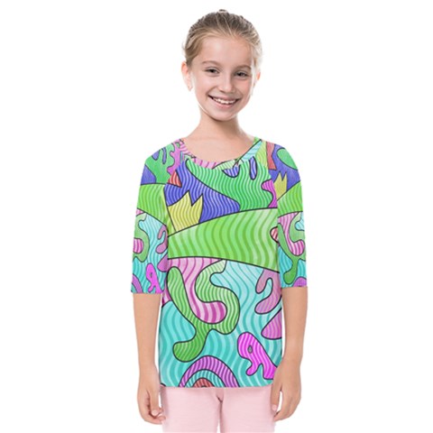 Colorful Stylish Design Kids  Quarter Sleeve Raglan Tee by gasi