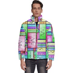 Colorful Pattern Men s Puffer Bubble Jacket Coat by gasi