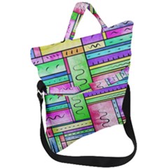 Colorful Stylish Design Fold Over Handle Tote Bag by gasi