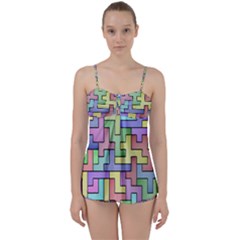 Colorful Stylish Design Babydoll Tankini Set by gasi