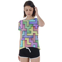 Colorful Stylish Design Short Sleeve Open Back Tee by gasi