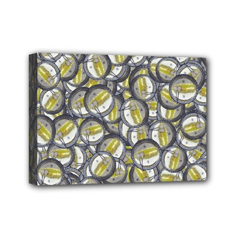 Gong Instrument Motif Pattern Mini Canvas 7  X 5  (stretched) by dflcprintsclothing