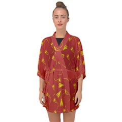 Background Pattern Texture Design Half Sleeve Chiffon Kimono by Ravend