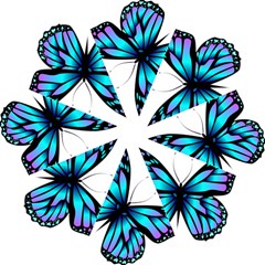 Blue And Pink Butterfly Illustration, Monarch Butterfly Cartoon Blue, Cartoon Blue Butterfly Free Pn Hook Handle Umbrellas (small) by asedoi