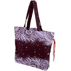 Ornamental Leaves Wallpaper Plants Drawstring Tote Bag by Ravend