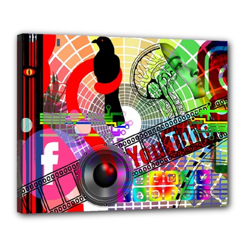Social Media Interaction Woman Canvas 20  X 16  (stretched) by Ravend