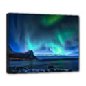 Green Aurora Lights-over Rocky Shore During Night Time Canvas 14  x 11  (Stretched) View1