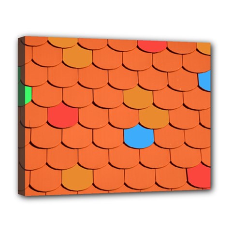 Roof Roofing Tiles  Canvas 14  X 11  (stretched) by artworkshop