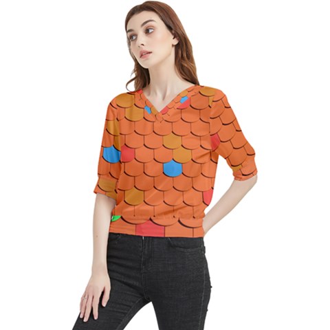 Roof Roofing Tiles  Quarter Sleeve Blouse by artworkshop