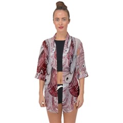 Cora; Abstraction Open Front Chiffon Kimono by kaleidomarblingart
