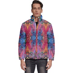 Firey Repeats I Men s Puffer Bubble Jacket Coat by kaleidomarblingart