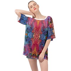 Firey Repeats I Oversized Chiffon Top by kaleidomarblingart