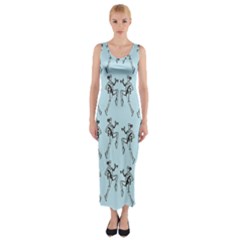 Jogging Lady On Blue Fitted Maxi Dress by TetiBright