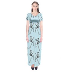 Jogging Lady On Blue Short Sleeve Maxi Dress by TetiBright