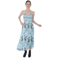 Jogging Lady On Blue Tie Back Maxi Dress by TetiBright