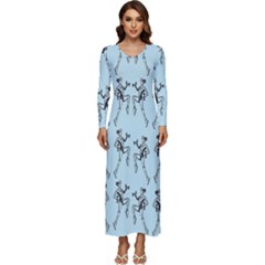 Jogging Lady On Blue Long Sleeve Velour Longline Maxi Dress by TetiBright