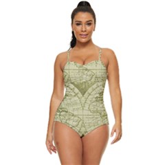 Vintage Mapa Mundi  Retro Full Coverage Swimsuit by ConteMonfrey