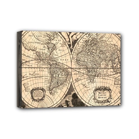 World Map - Nova Delineatio Totius Orbis Terrarum -  1659-1733 Mini Canvas 7  X 5  (stretched) by ConteMonfrey