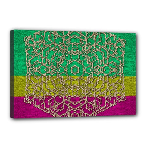 Rainbow Landscape With A Beautiful Silver Star So Decorative Canvas 18  X 12  (stretched) by pepitasart
