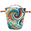 Wave Waves Ocean Sea Abstract Whimsical Drawstring Bucket Bag View1