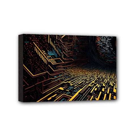Data Technology Coding Pattern Mini Canvas 6  X 4  (stretched) by Jancukart